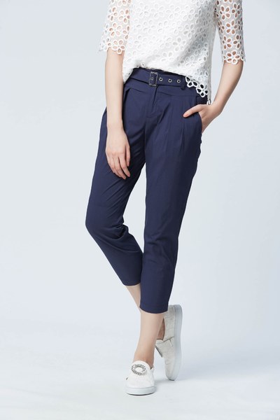Navy blue pants with solid tailoring