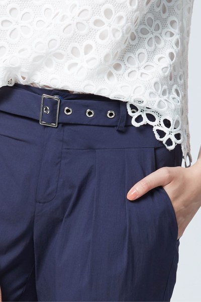 Navy blue pants with solid tailoring