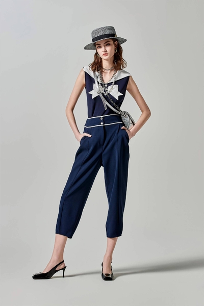 跳色包邊錐形褲