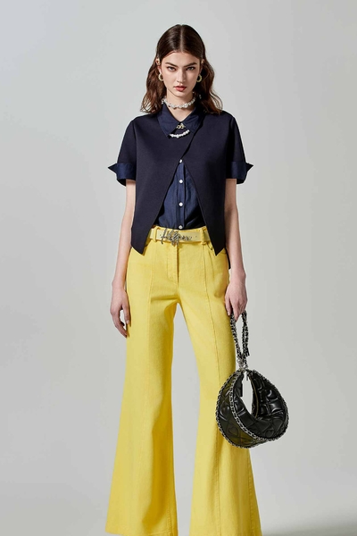 香蕉黃牛仔喇叭褲