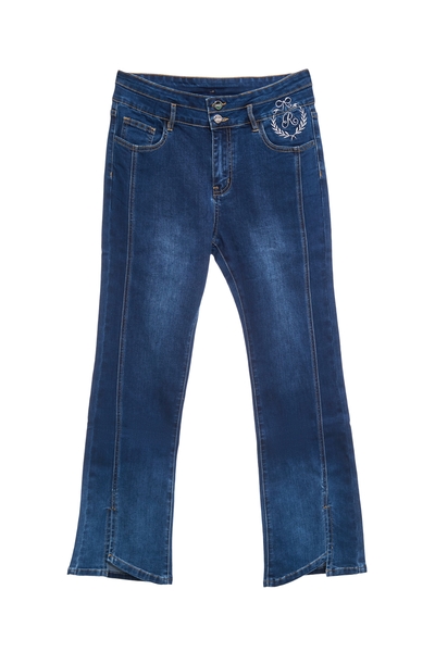 雙腰頭漸層牛仔喇叭長褲