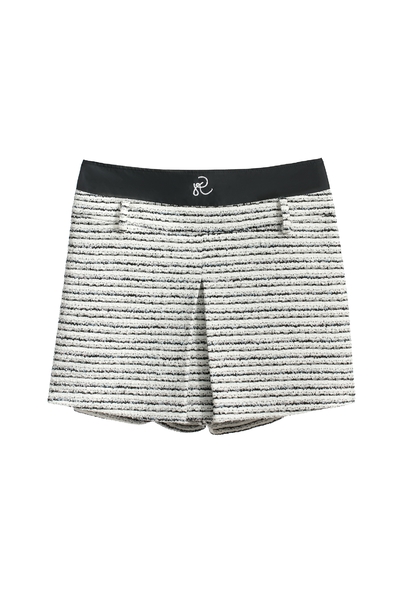 海軍藍條紋彈性花紗短褲裙