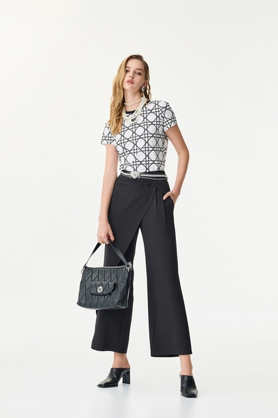 造型飾片直筒寬褲