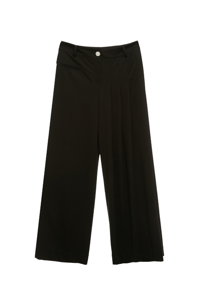 極致黑修身抓褶變化寬褲