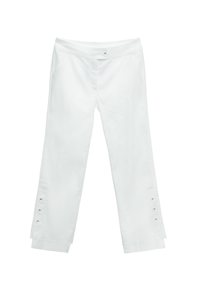 白色類牛仔褲口縫釦長褲