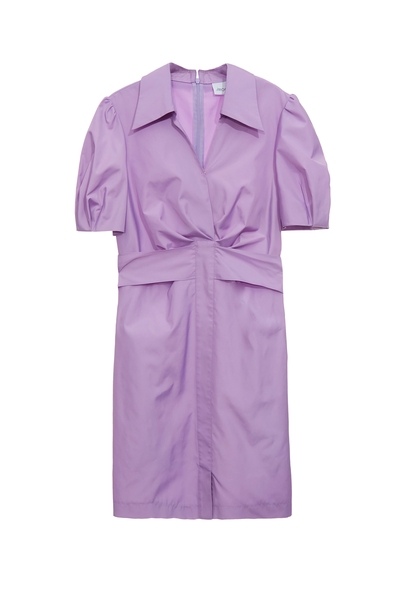 紫花西番蓮綁帶洋裝