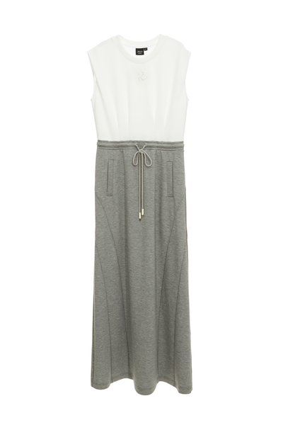 無袖撞色款抽繩洋裝