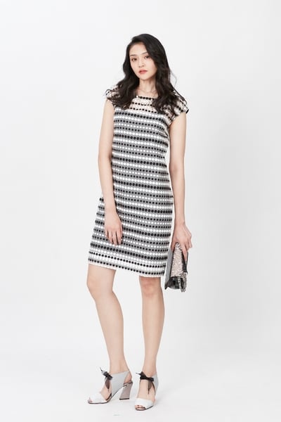 Black and white solid dress