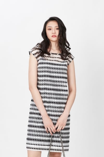 Black and white solid dress