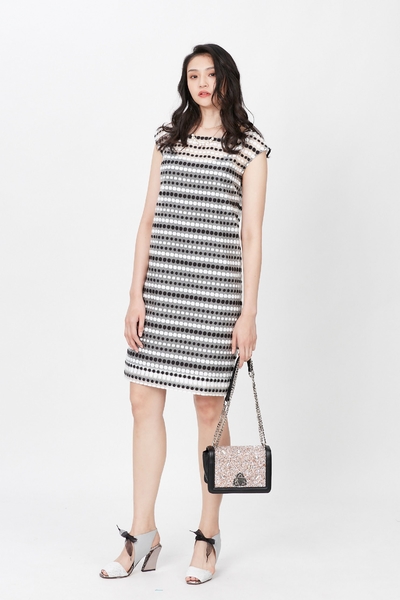 Black and white solid dress