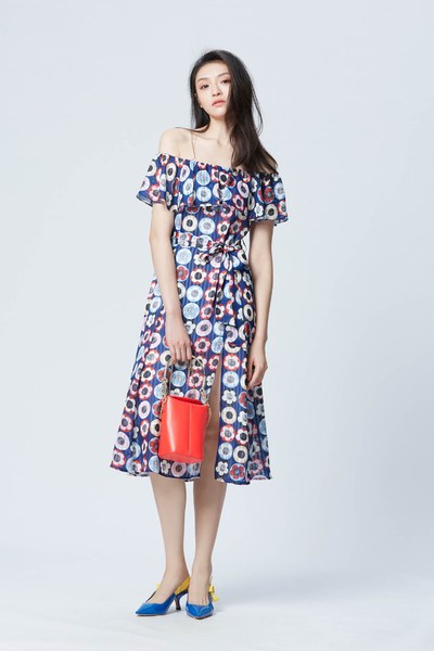 Abstract flower pattern maxi dress