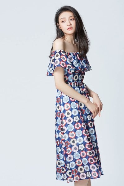 Abstract flower pattern maxi dress