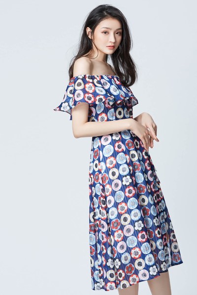 Abstract flower pattern maxi dress