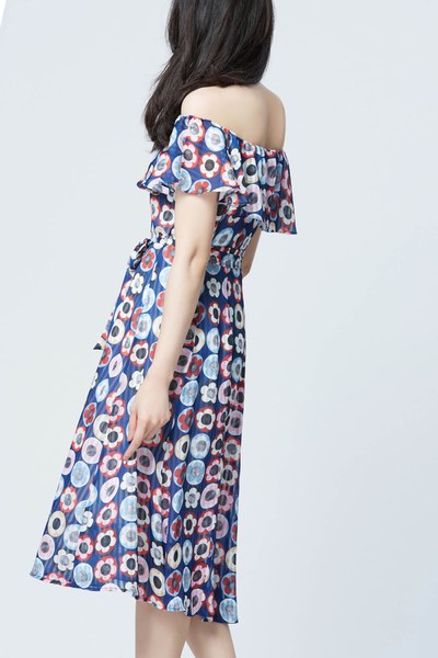 Abstract flower pattern maxi dress