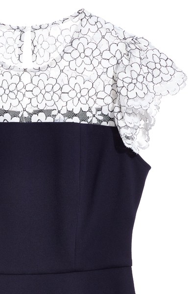 Lace spliced dress with ruffle bottom