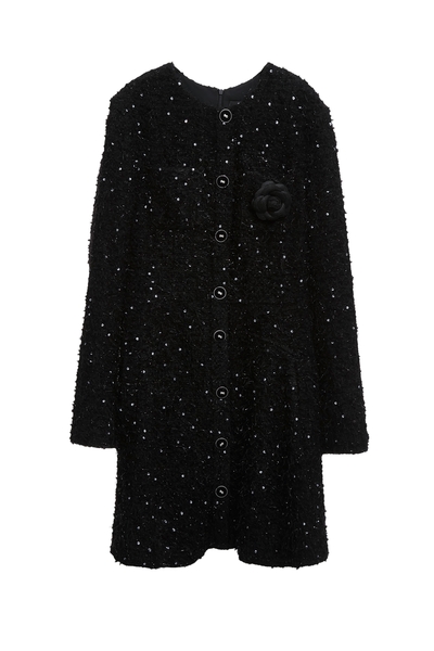 花呢崁亮片羽毛紗小香短洋裝