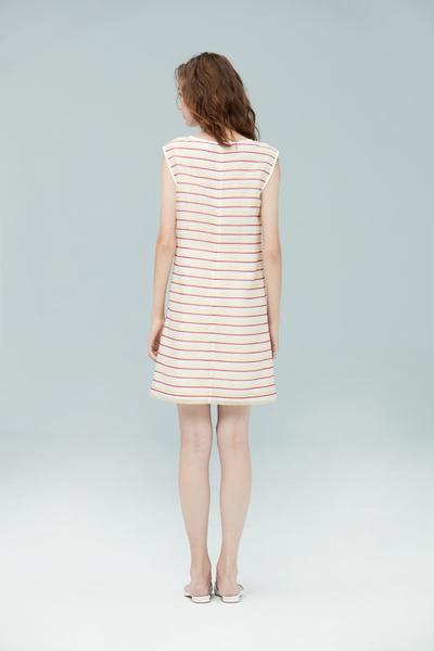 Striped embroidered dress