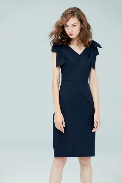 Folded waist design dress