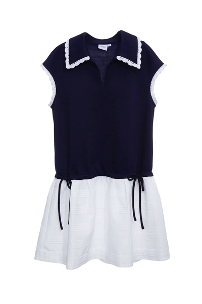 暮色藍雙材質洋裝