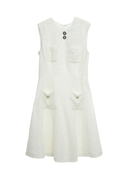 奶白色帶子紗小香風洋裝