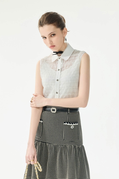 立體透視彈性襯衫背心