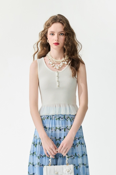 宮廷風荷葉下擺針織背心