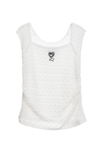 精緻彈性蕾絲方領背心上衣