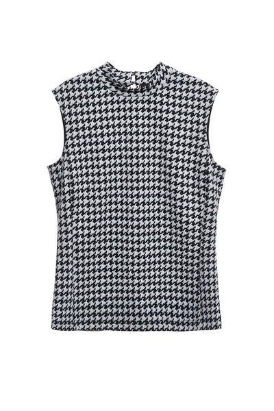黑白千鳥格小高領背心單品
