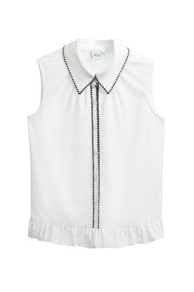 跳色刺繡門襟上衣