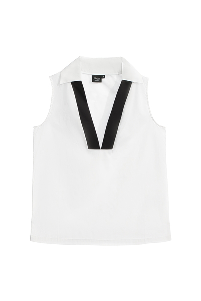 門襟配色襯衫式背心