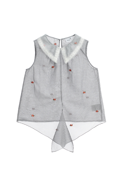 綴馬纓丹刺繡背心