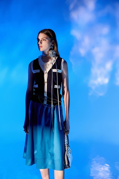 小香風暮色藍針織背心