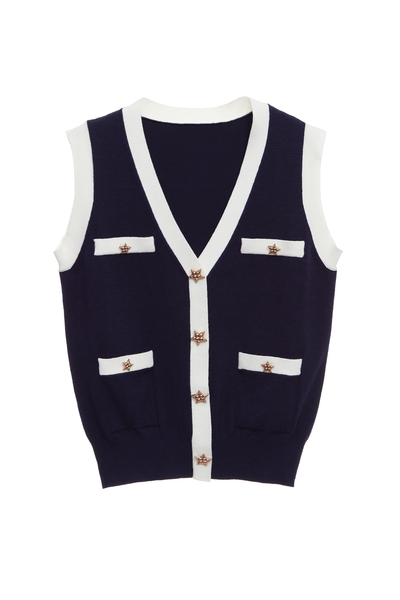 小香風暮色藍針織背心