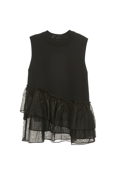 蛋糕荷葉異材拼接針織背心