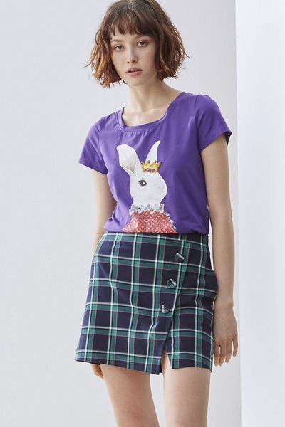 Playful Bunny Woman Cotton Short Sleeve Tshirt