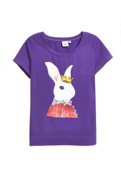 Playful Bunny Woman Cotton Short Sleeve Tshirt