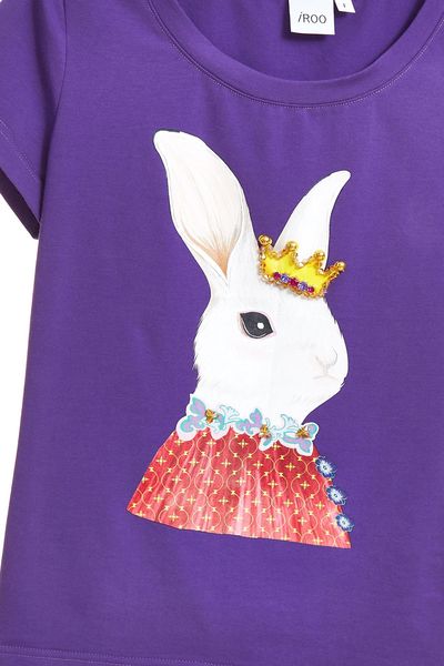 Playful Bunny Woman Cotton Short Sleeve Tshirt