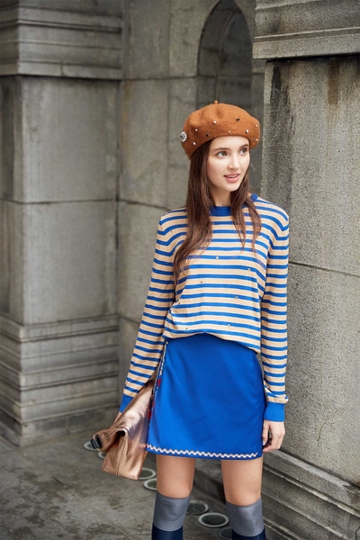 Striped hipster style knitted top