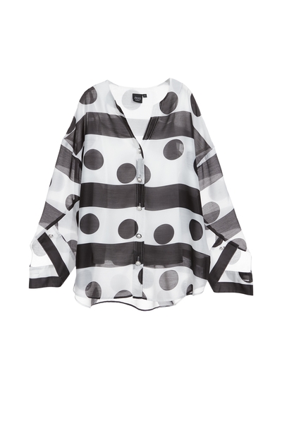 黑白大波點條紋絲棉襯衫
