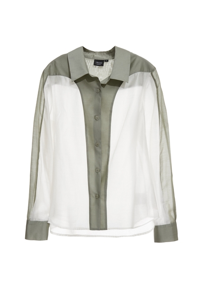 海帶綠撞色拼接上衣