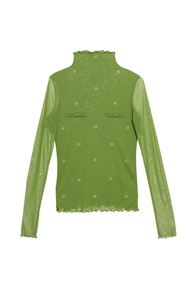 數字青檸色閃亮上衣