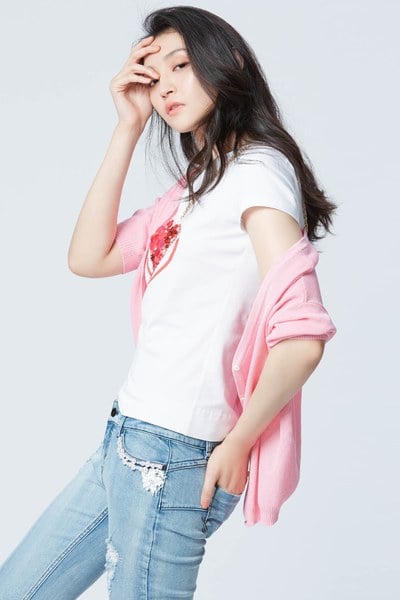 Sequin heart cotton T shirt