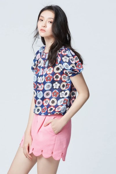 Abstract flower pattern blouse