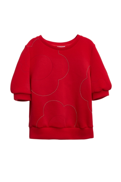 火焰色燒花形短袖上衣