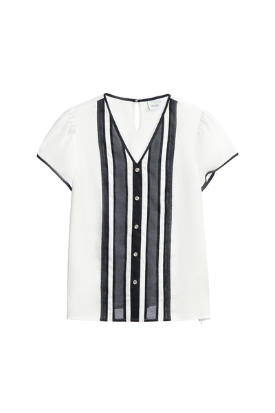 跳色條拼接單品上衣