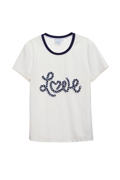 鑲火山玻璃色邊上衣