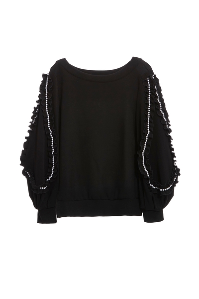 荷葉珍珠蓬袖單品T恤