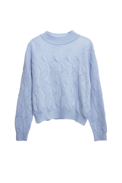 月光石藍幾何波紋針織上衣