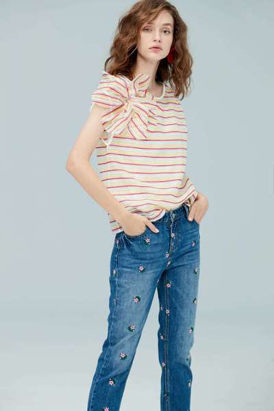 Striped translucent top