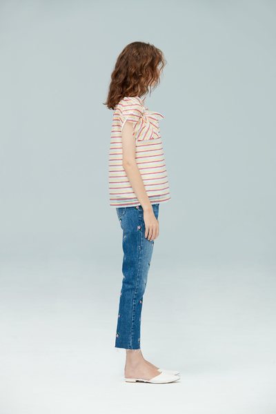 Striped translucent top